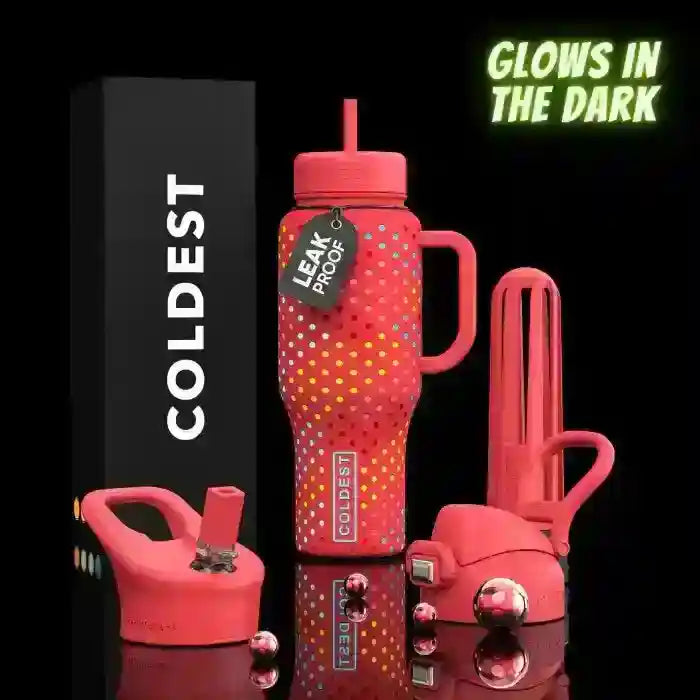COLDEST 46oz Leakproof Insulated Tumbler with 3 Lids