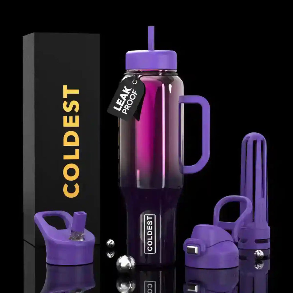 COLDEST 46oz Leakproof Insulated Tumbler with 3 Lids
