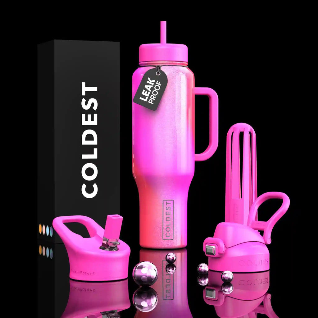 COLDEST 46oz Leakproof Insulated Tumbler with 3 Lids