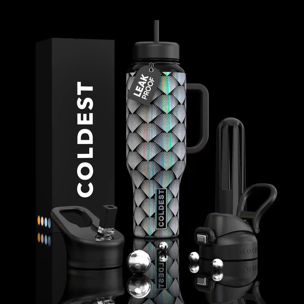 COLDEST 46oz Leakproof Insulated Tumbler with 3 Lids