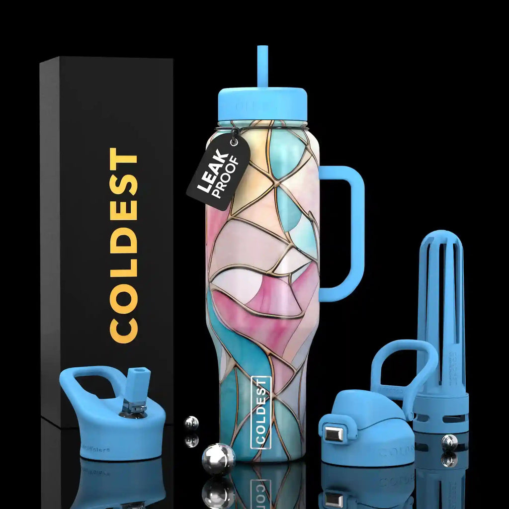 COLDEST 46oz Leakproof Insulated Tumbler with 3 Lids