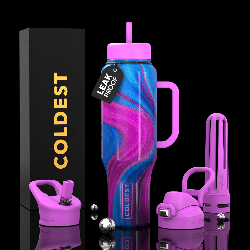 COLDEST 46oz Leakproof Insulated Tumbler with 3 Lids