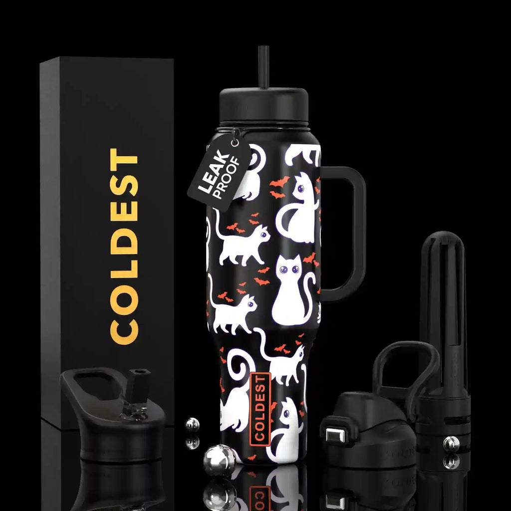 COLDEST 46oz Leakproof Insulated Tumbler with 3 Lids