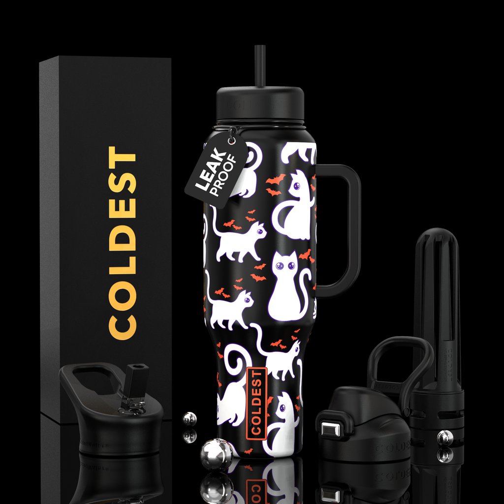 COLDEST 46oz Leakproof Insulated Tumbler with 3 Lids