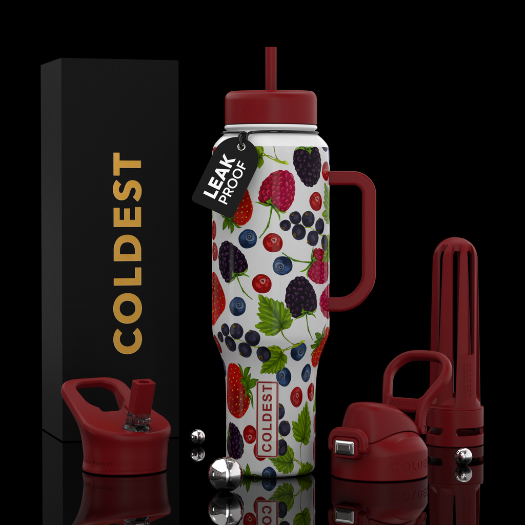 COLDEST 46oz Leakproof Insulated Tumbler with 3 Lids