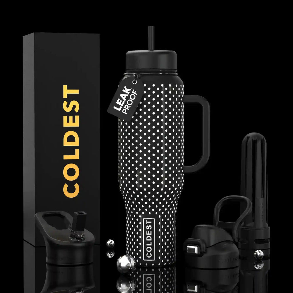COLDEST 46oz Leakproof Insulated Tumbler with 3 Lids