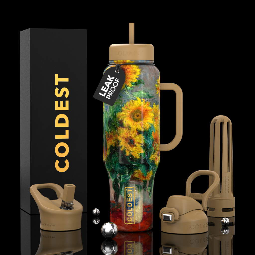 COLDEST 46oz Leakproof Insulated Tumbler with 3 Lids