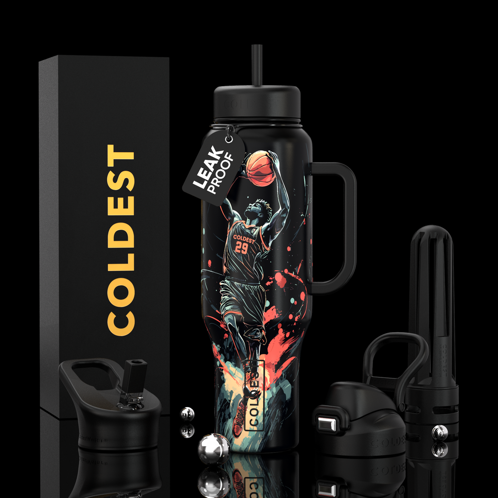 COLDEST 46oz Leakproof Insulated Tumbler with 3 Lids