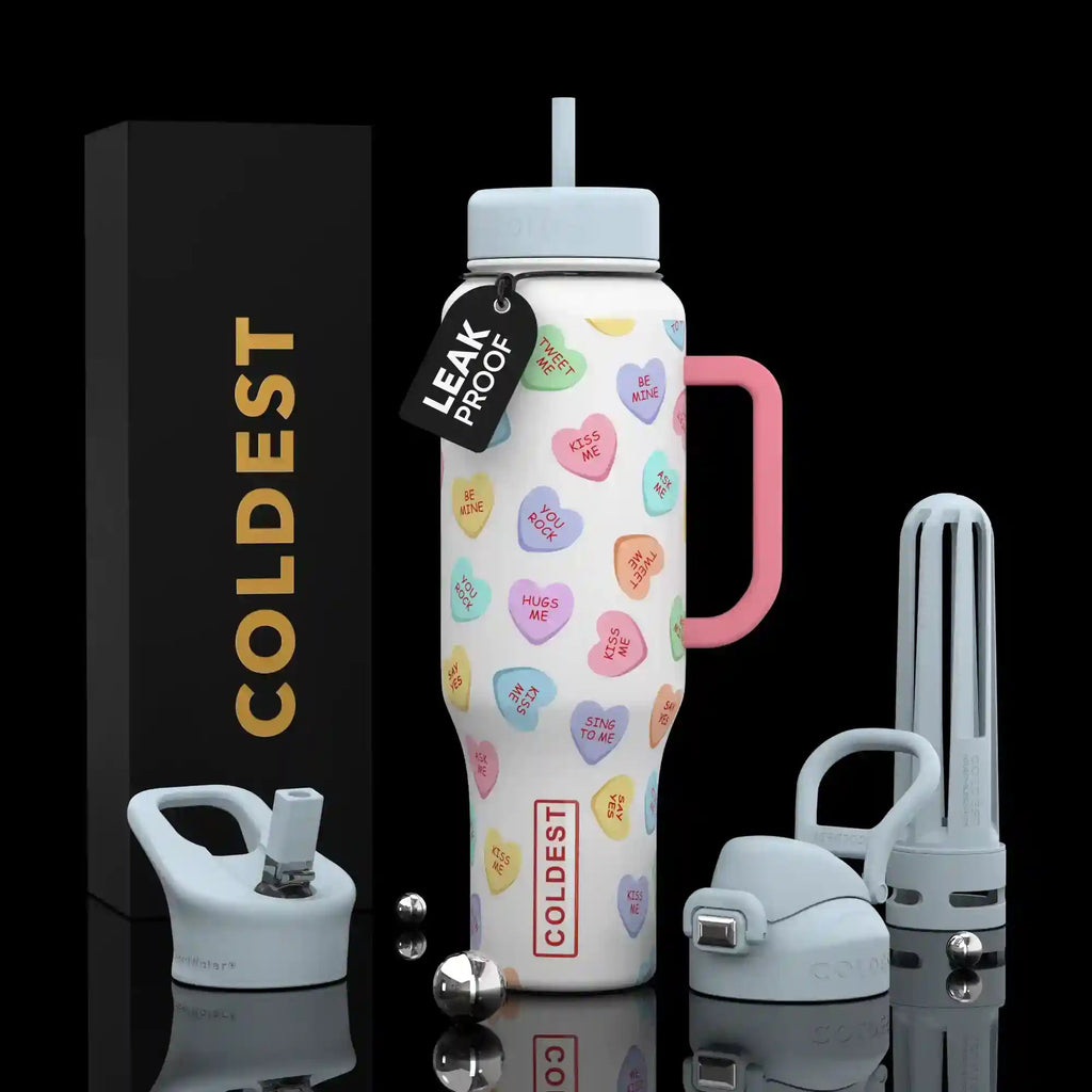 COLDEST 46oz Leakproof Insulated Tumbler with 3 Lids