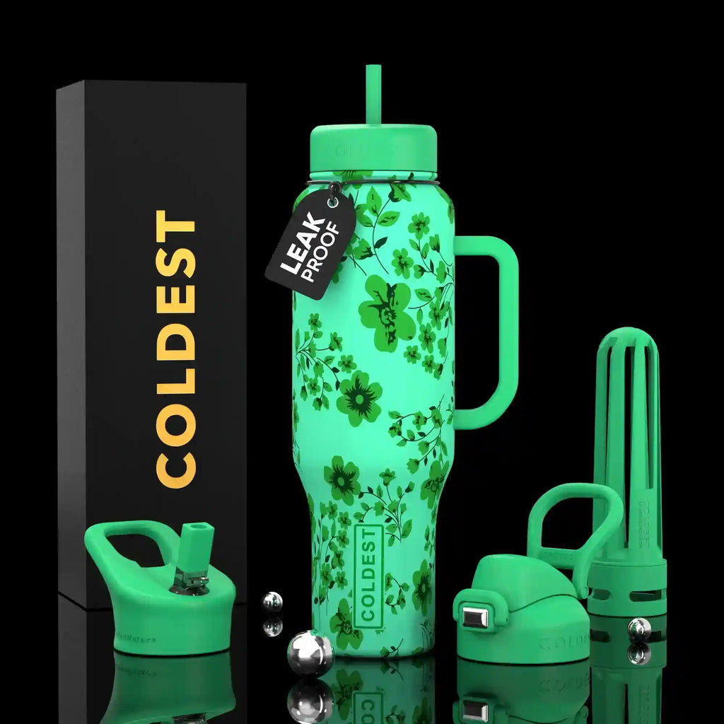 COLDEST 46oz Leakproof Insulated Tumbler with 3 Lids