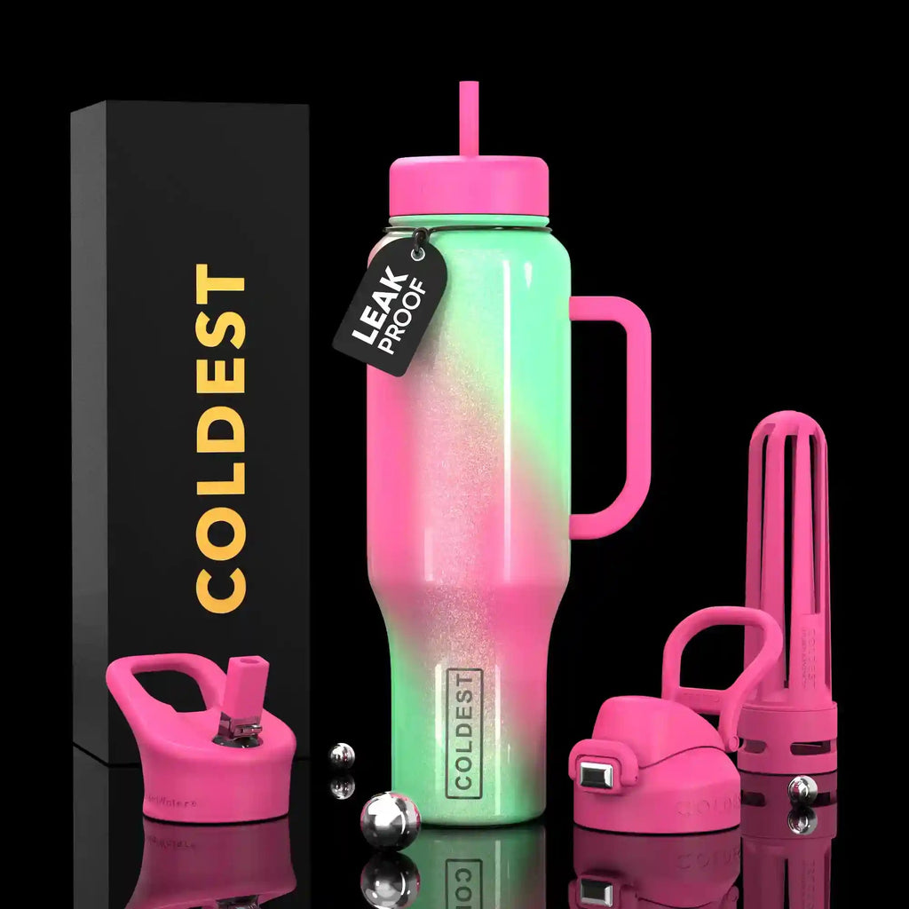 COLDEST 46oz Leakproof Insulated Tumbler with 3 Lids