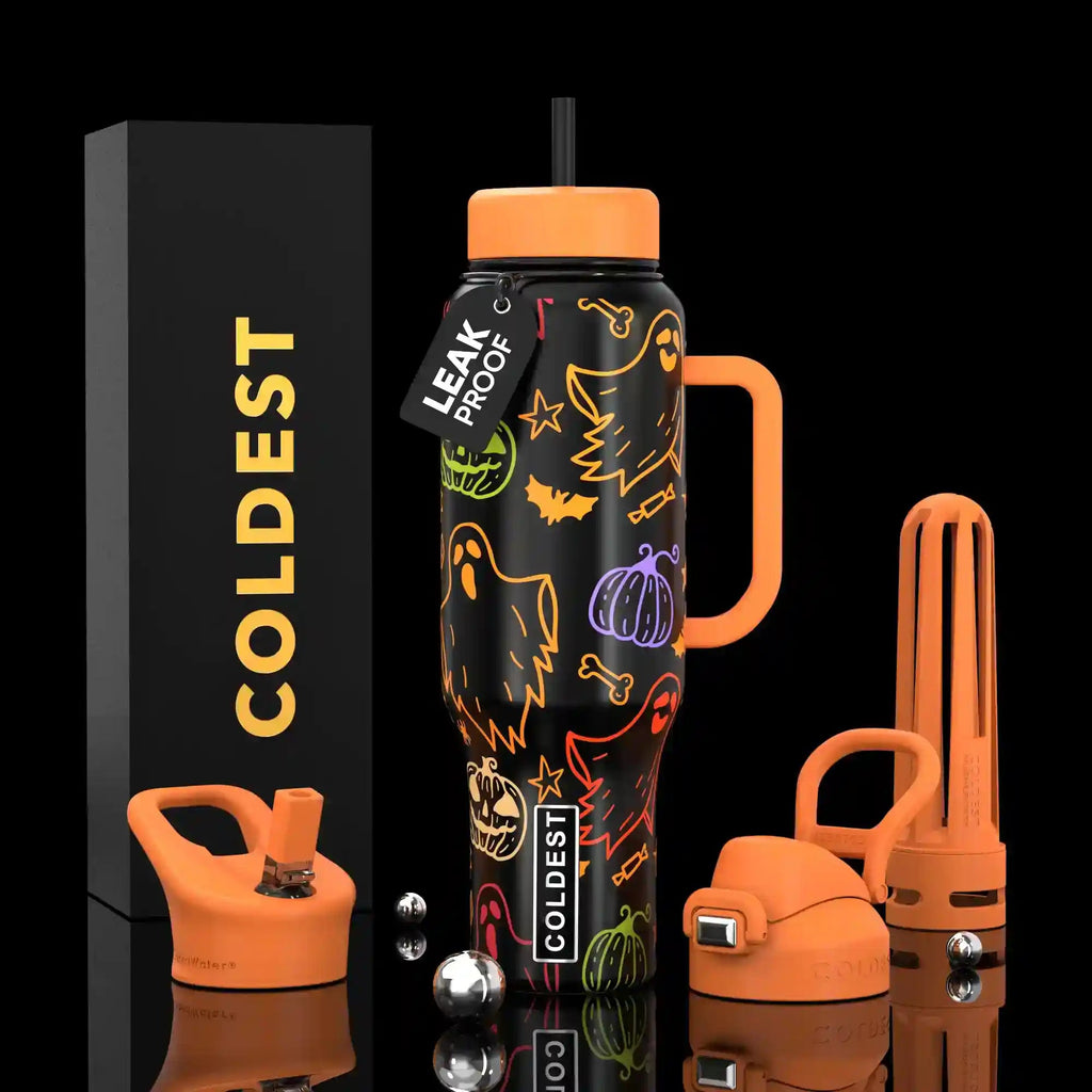 COLDEST 46oz Leakproof Insulated Tumbler with 3 Lids