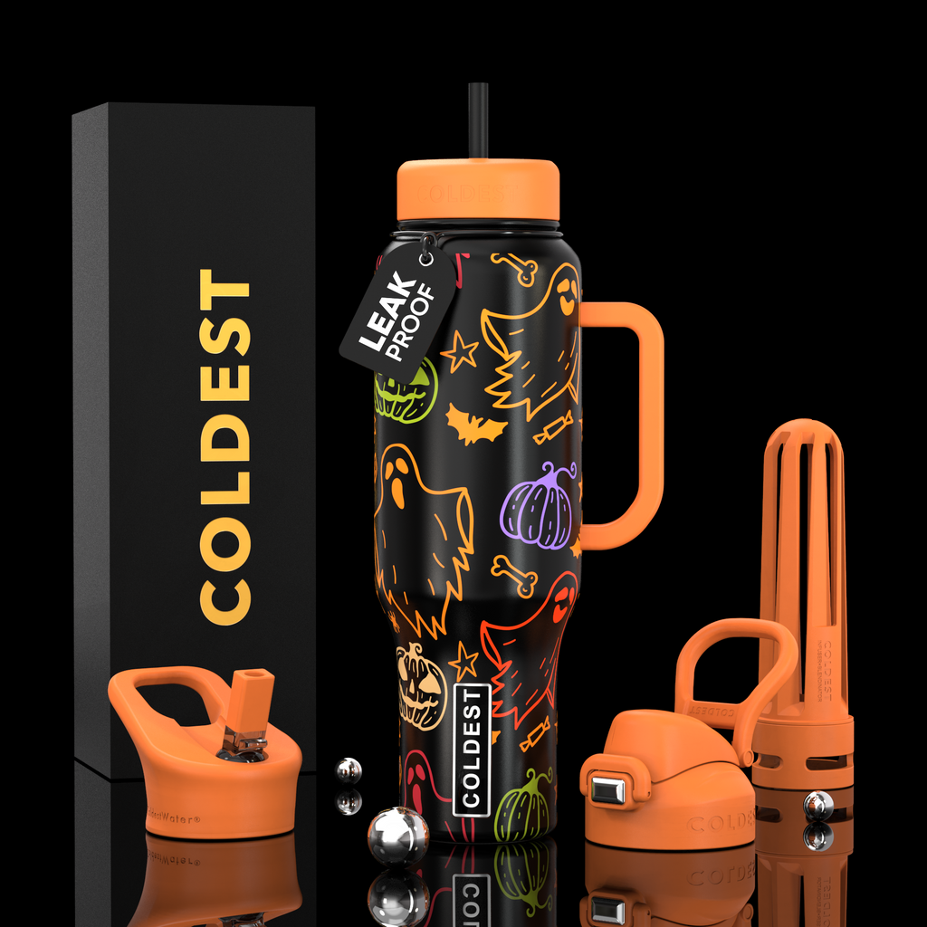 COLDEST 46oz Leakproof Insulated Tumbler with 3 Lids