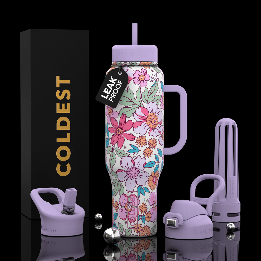 COLDEST 46oz Leakproof Insulated Tumbler with 3 Lids