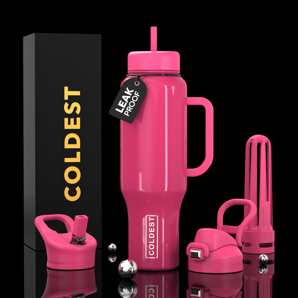 COLDEST 46oz Leakproof Insulated Tumbler with 3 Lids