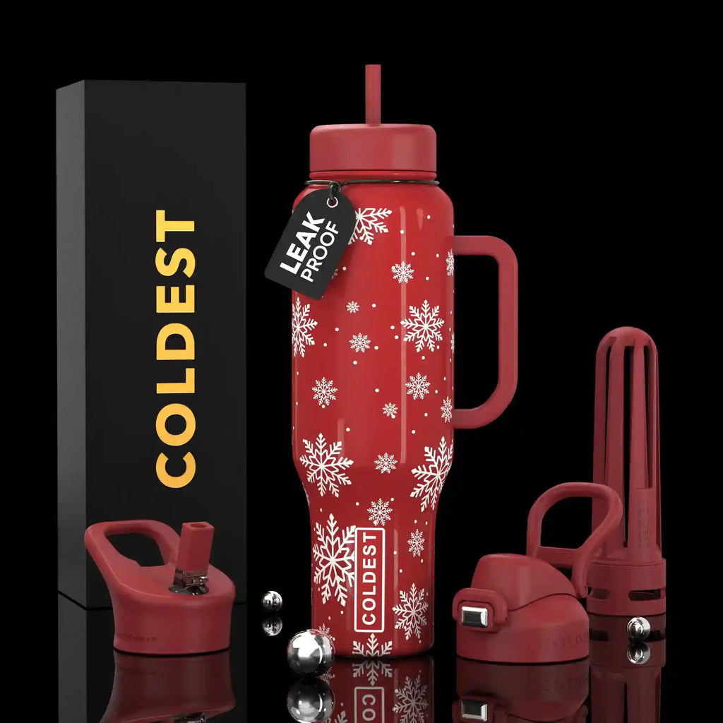 COLDEST 46oz Leakproof Insulated Tumbler with 3 Lids