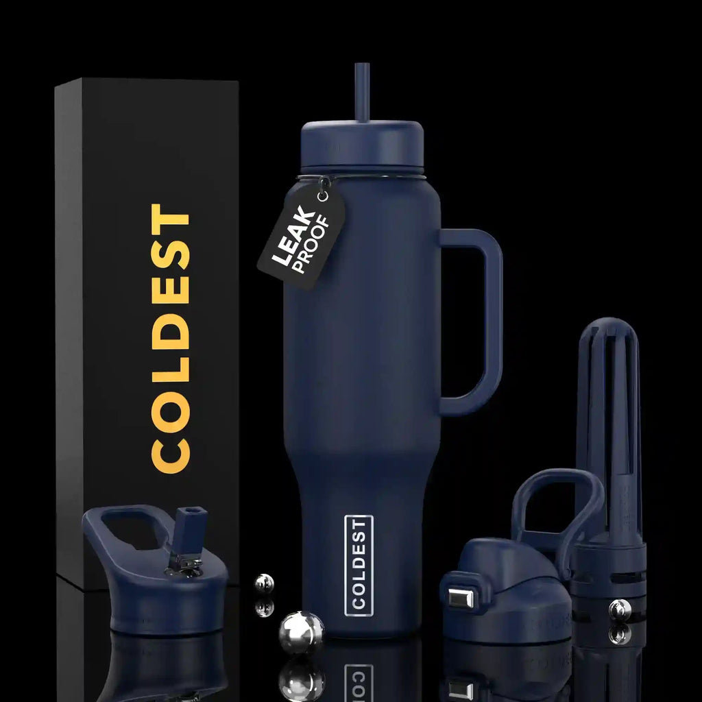COLDEST 46oz Leakproof Insulated Tumbler with 3 Lids
