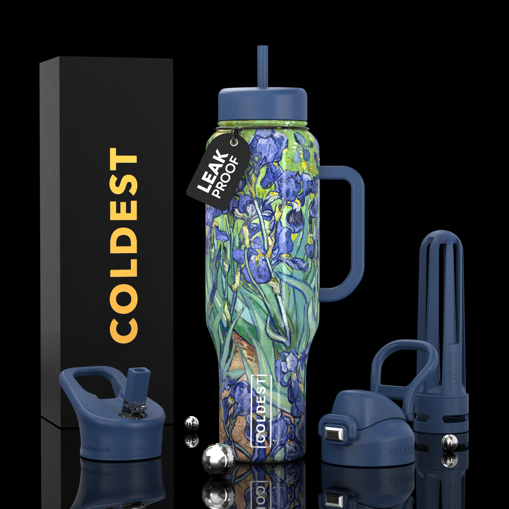 COLDEST 46oz Leakproof Insulated Tumbler with 3 Lids