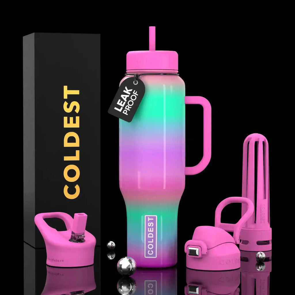 COLDEST 46oz Leakproof Insulated Tumbler with 3 Lids