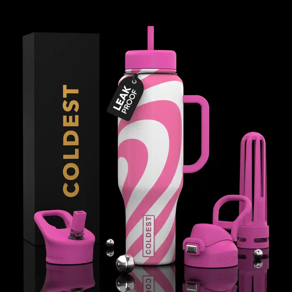 COLDEST 46oz Leakproof Insulated Tumbler with 3 Lids