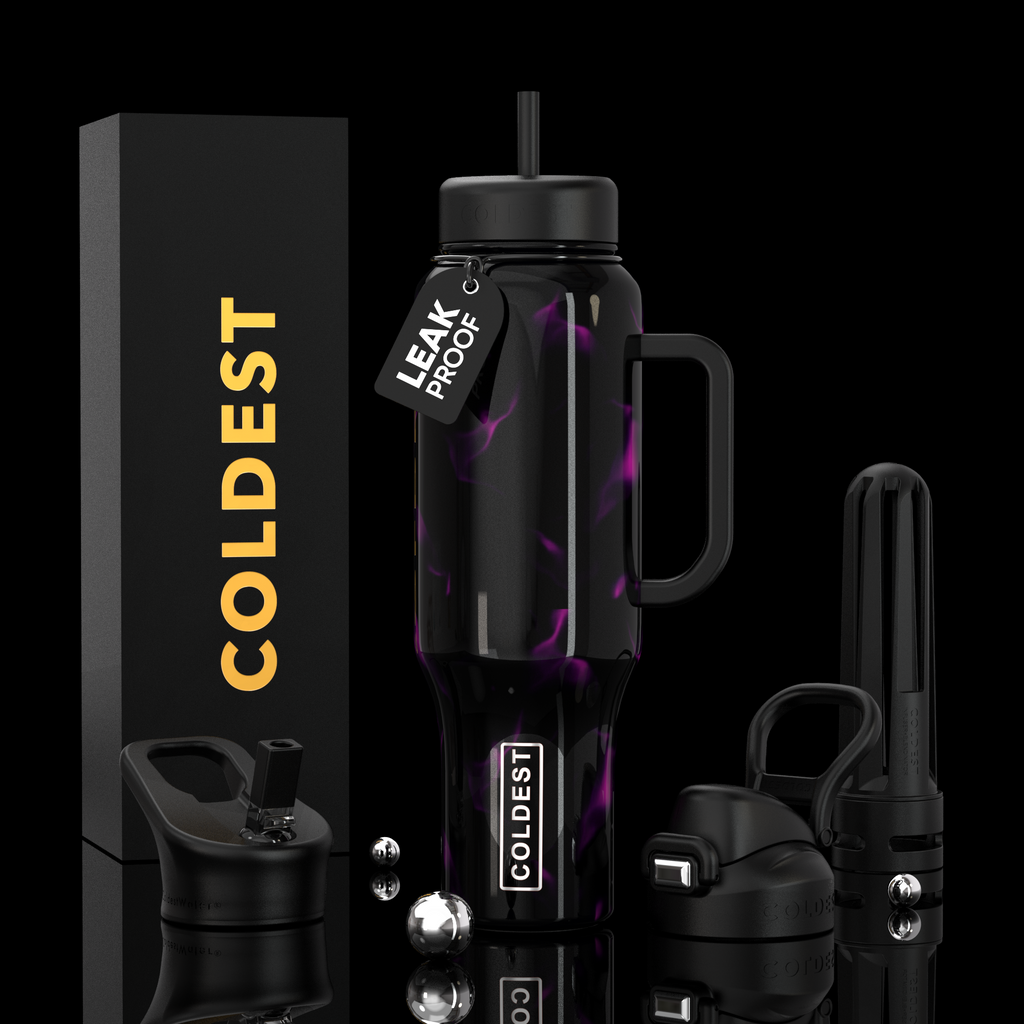 COLDEST 46oz Leakproof Insulated Tumbler with 3 Lids