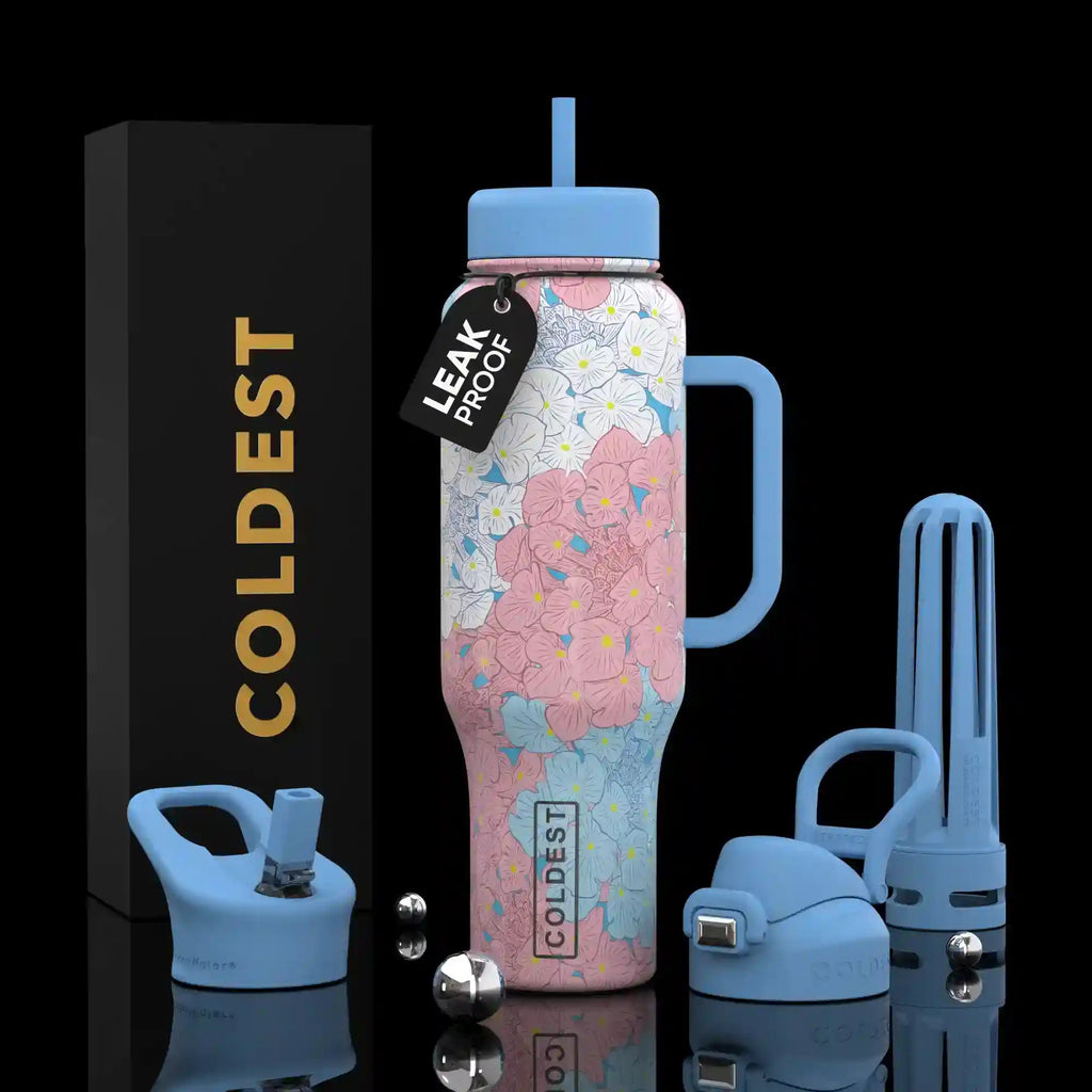 COLDEST 46oz Leakproof Insulated Tumbler with 3 Lids