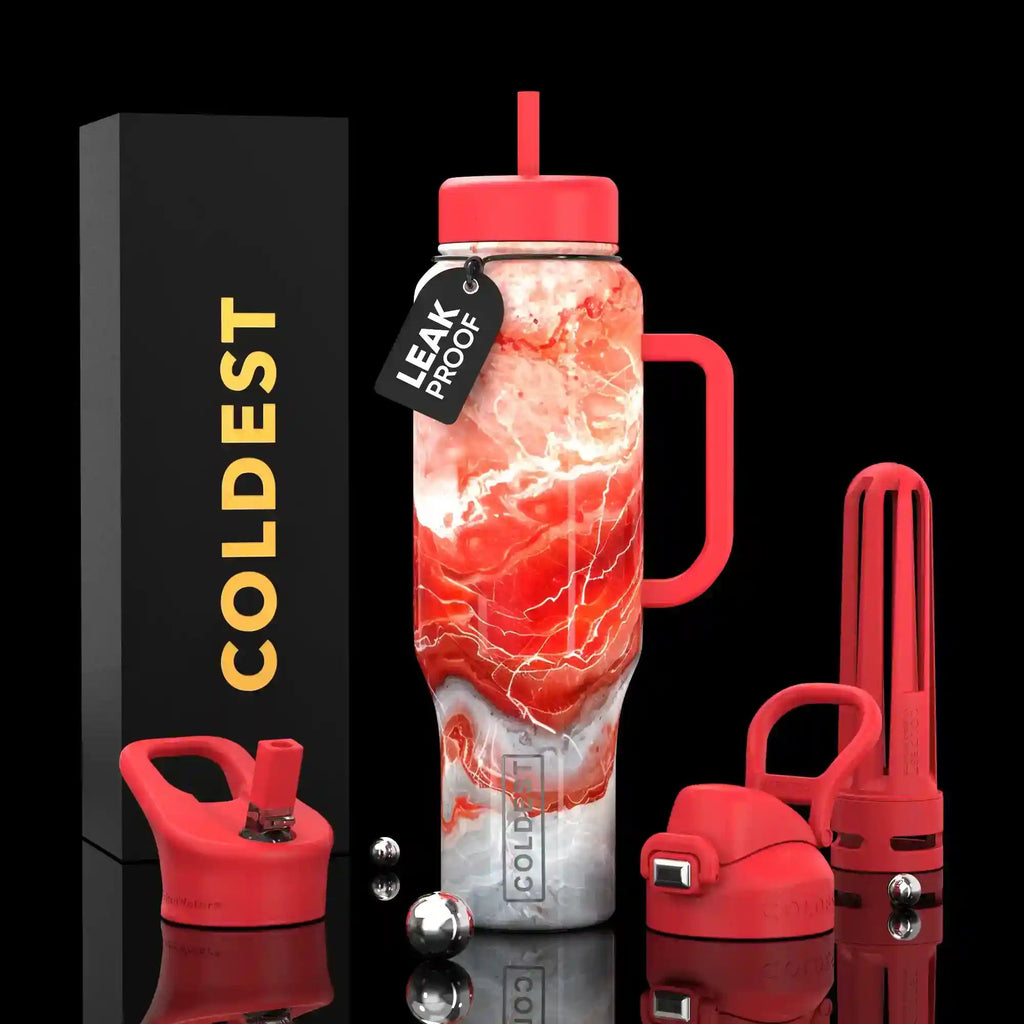 COLDEST 46oz Leakproof Insulated Tumbler with 3 Lids