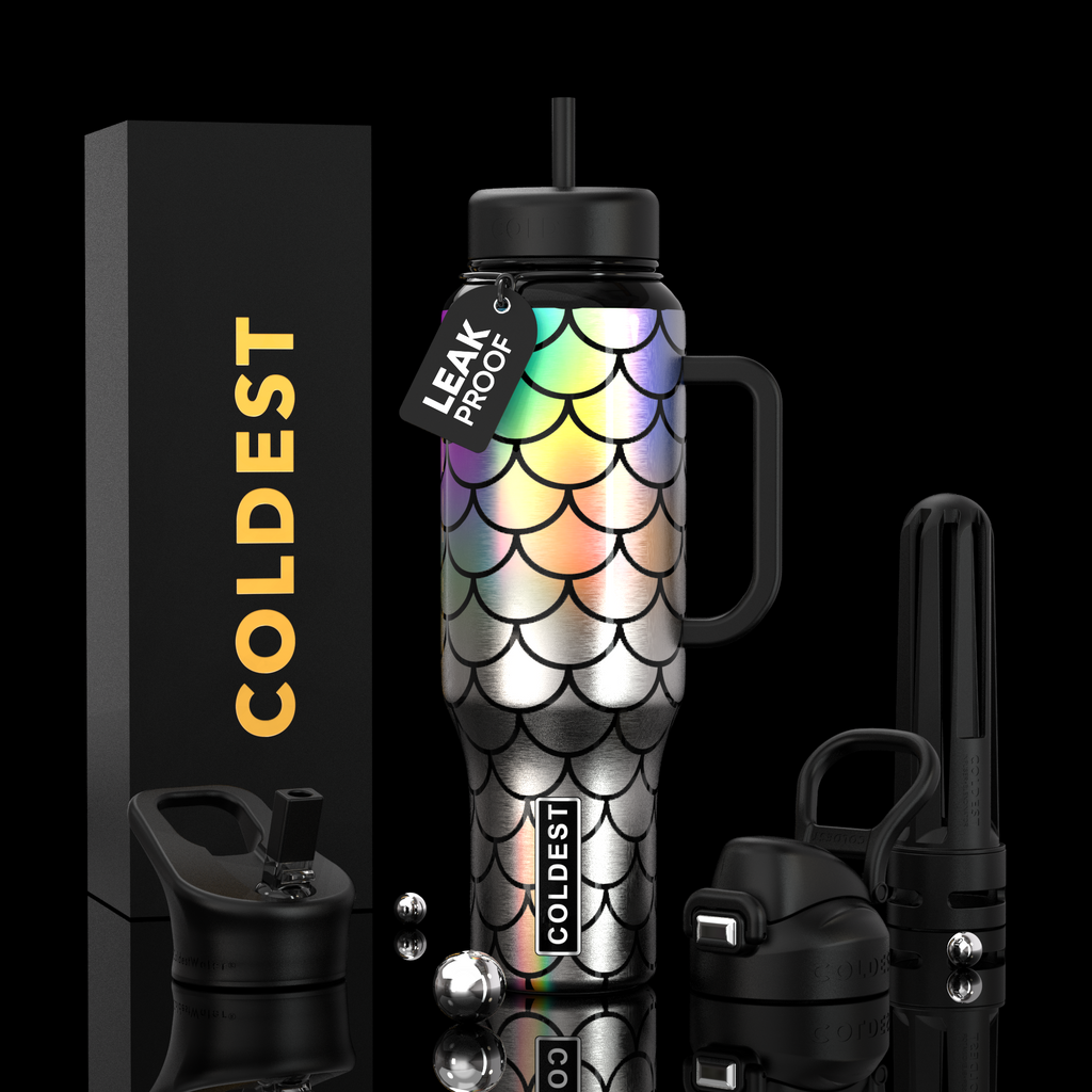 COLDEST 46oz Leakproof Insulated Tumbler with 3 Lids