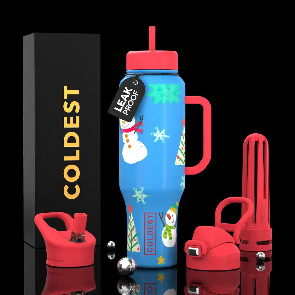COLDEST 46oz Leakproof Insulated Tumbler with 3 Lids