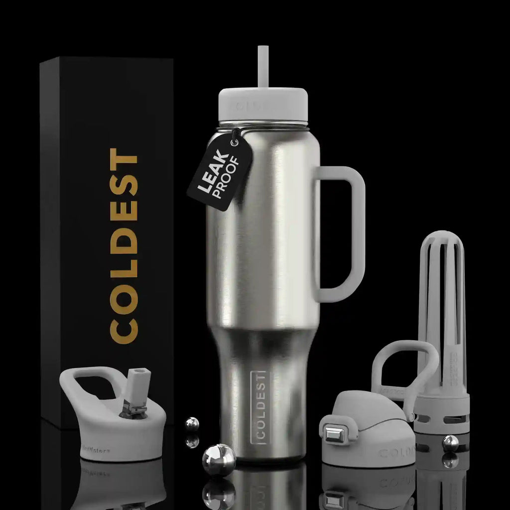COLDEST 46oz Leakproof Insulated Tumbler with 3 Lids