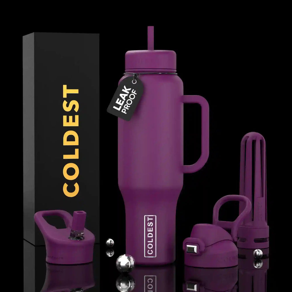 COLDEST 46oz Leakproof Insulated Tumbler with 3 Lids