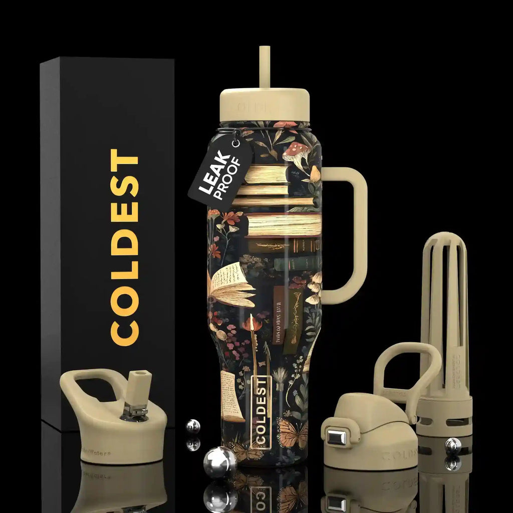 COLDEST 46oz Leakproof Insulated Tumbler with 3 Lids