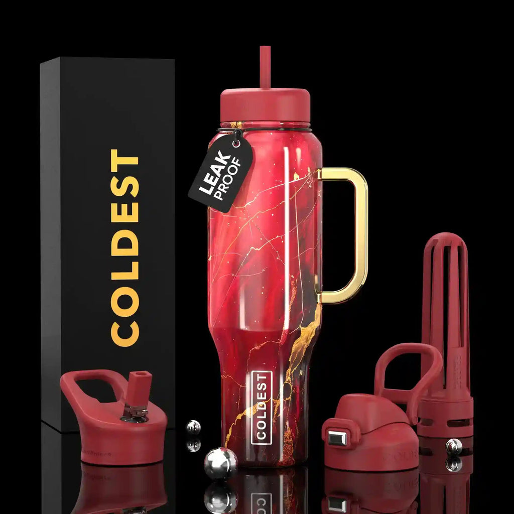 COLDEST 46oz Leakproof Insulated Tumbler with 3 Lids