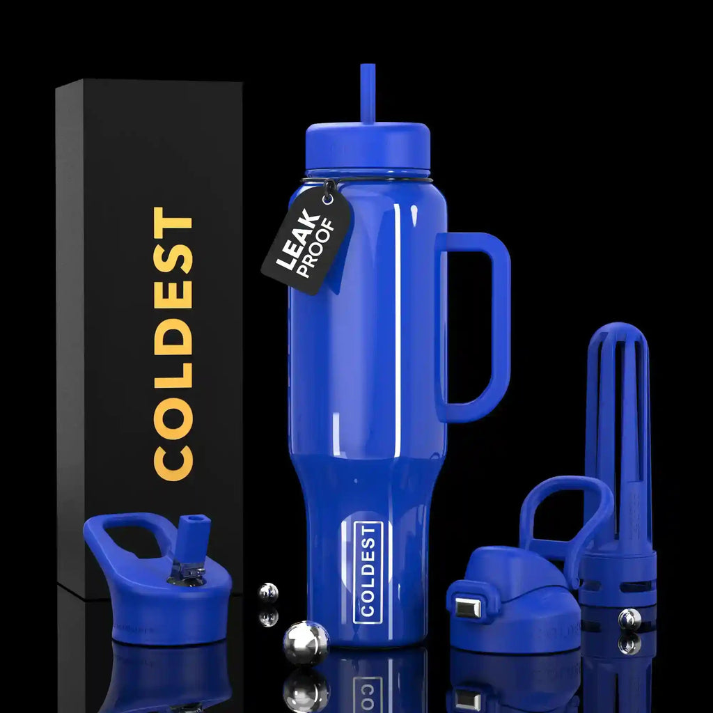 COLDEST 46oz Leakproof Insulated Tumbler with 3 Lids