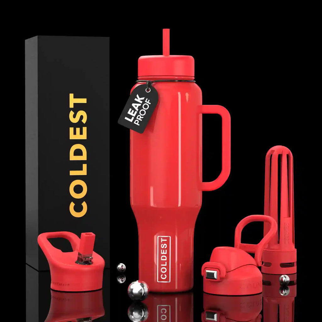 COLDEST 46oz Leakproof Insulated Tumbler with 3 Lids