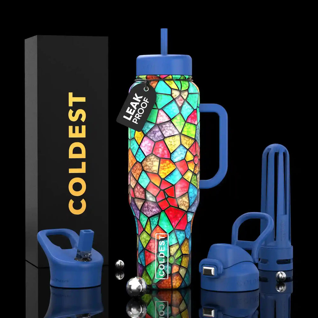COLDEST 46oz Leakproof Insulated Tumbler with 3 Lids
