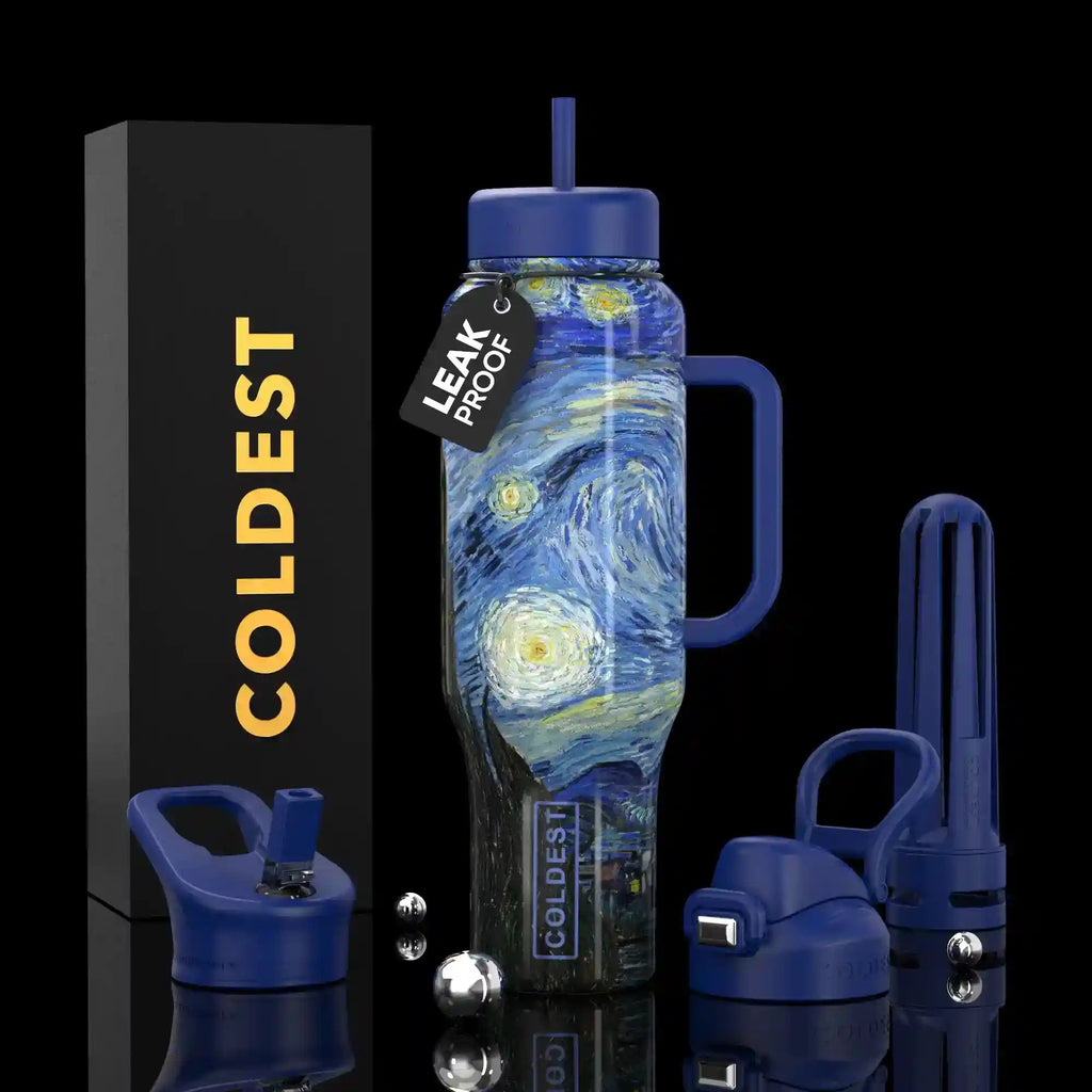 COLDEST 46oz Leakproof Insulated Tumbler with 3 Lids