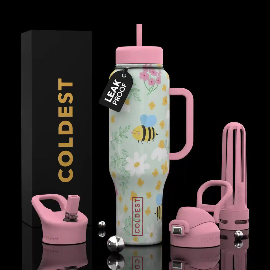 COLDEST 46oz Leakproof Insulated Tumbler with 3 Lids