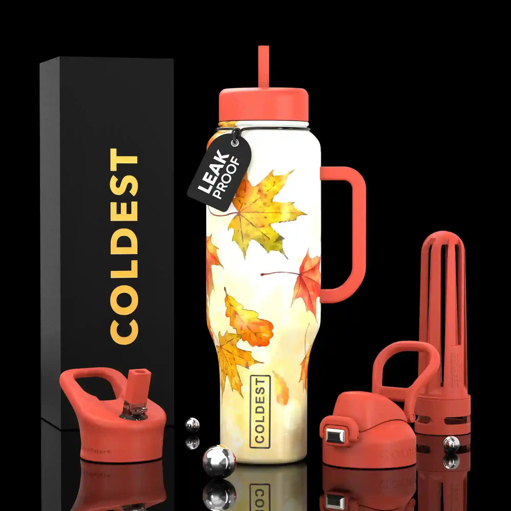 COLDEST 46oz Leakproof Insulated Tumbler with 3 Lids