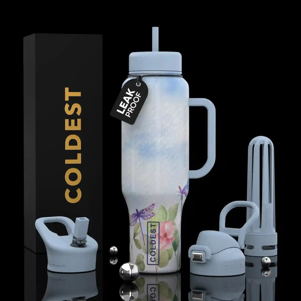 COLDEST 46oz Leakproof Insulated Tumbler with 3 Lids