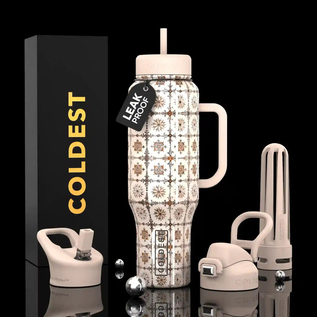 COLDEST 46oz Leakproof Insulated Tumbler with 3 Lids