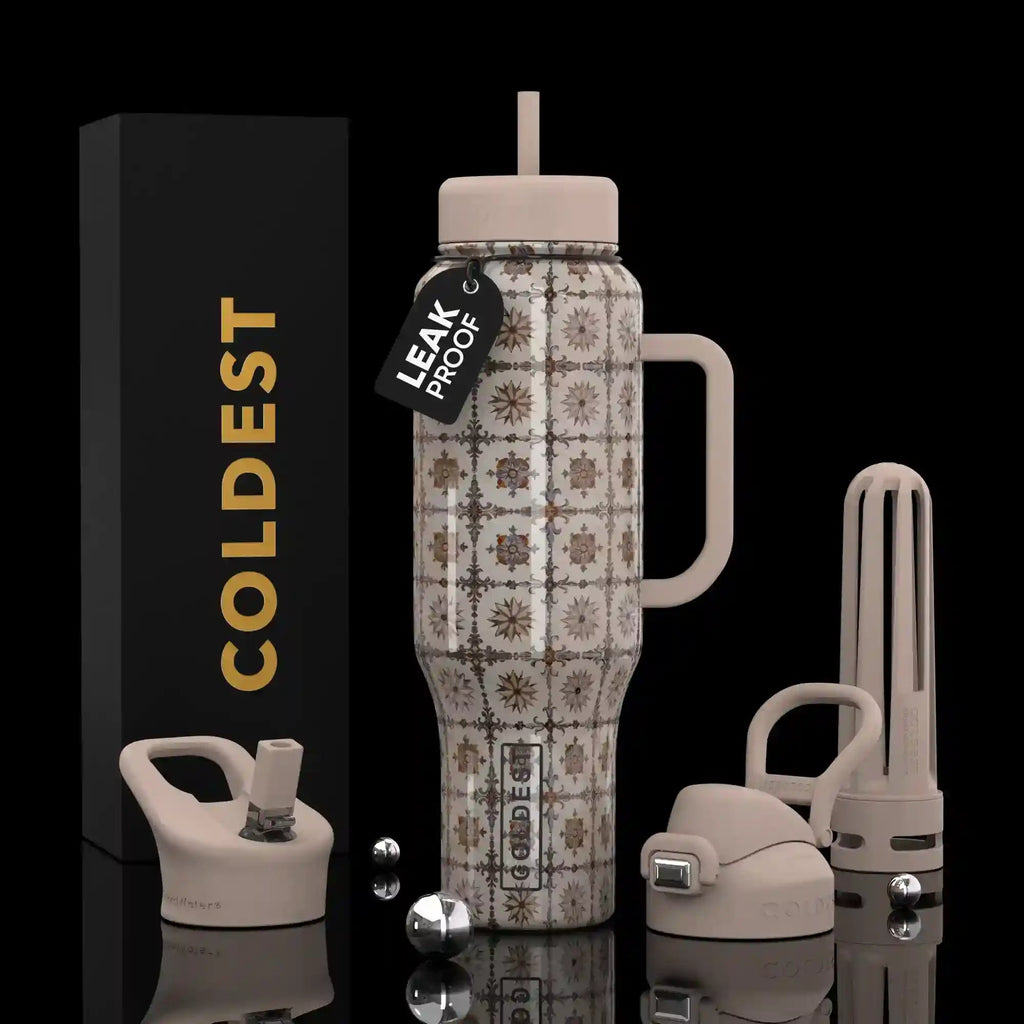 COLDEST 46oz Leakproof Insulated Tumbler with 3 Lids