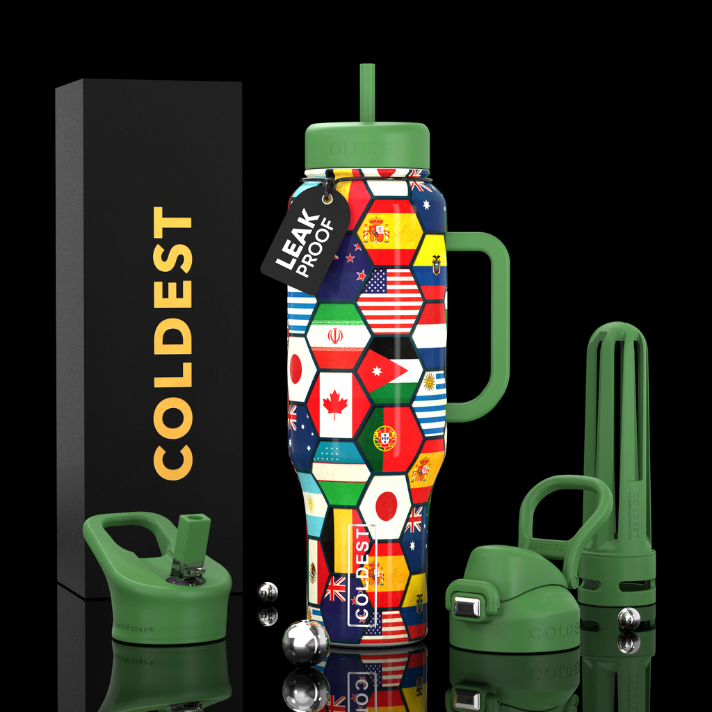COLDEST 46oz Leakproof Insulated Tumbler with 3 Lids