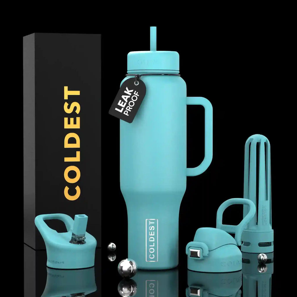 COLDEST 46oz Leakproof Insulated Tumbler with 3 Lids