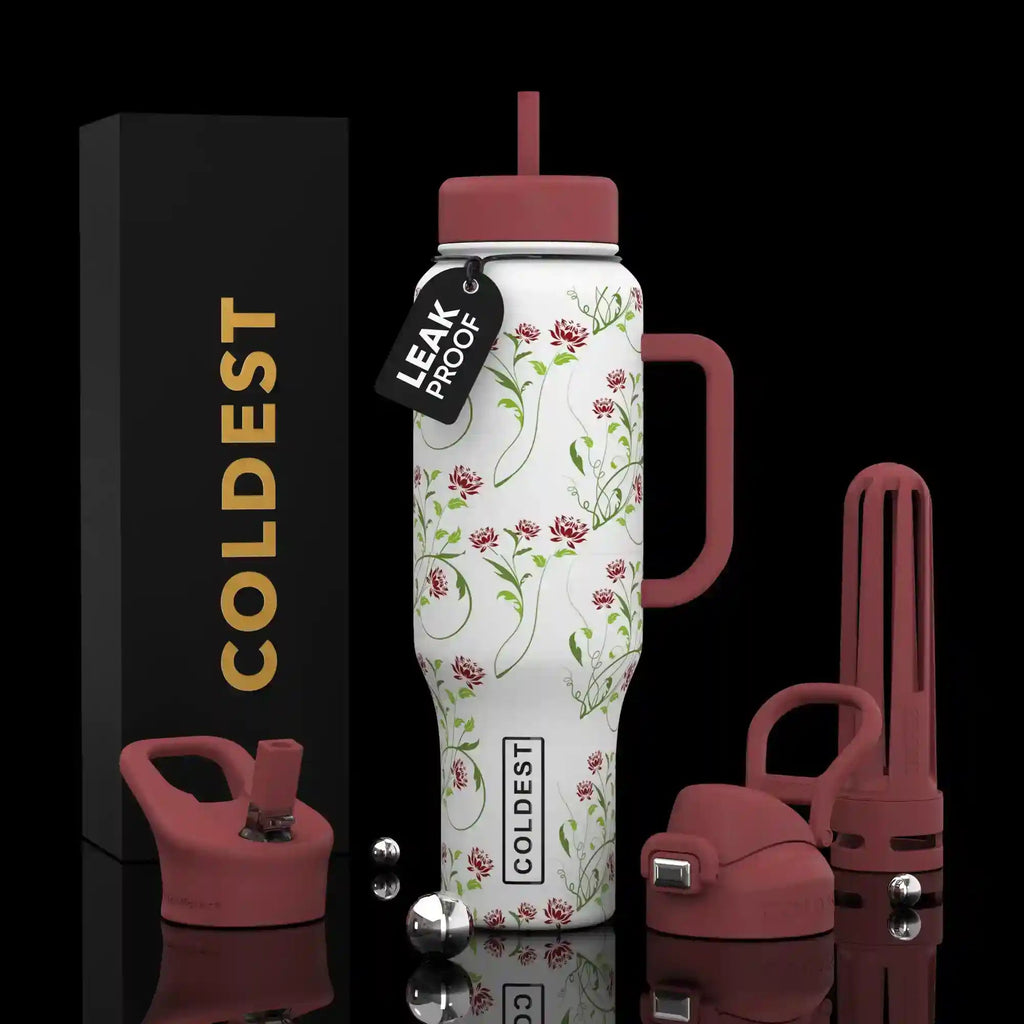 COLDEST 46oz Leakproof Insulated Tumbler with 3 Lids