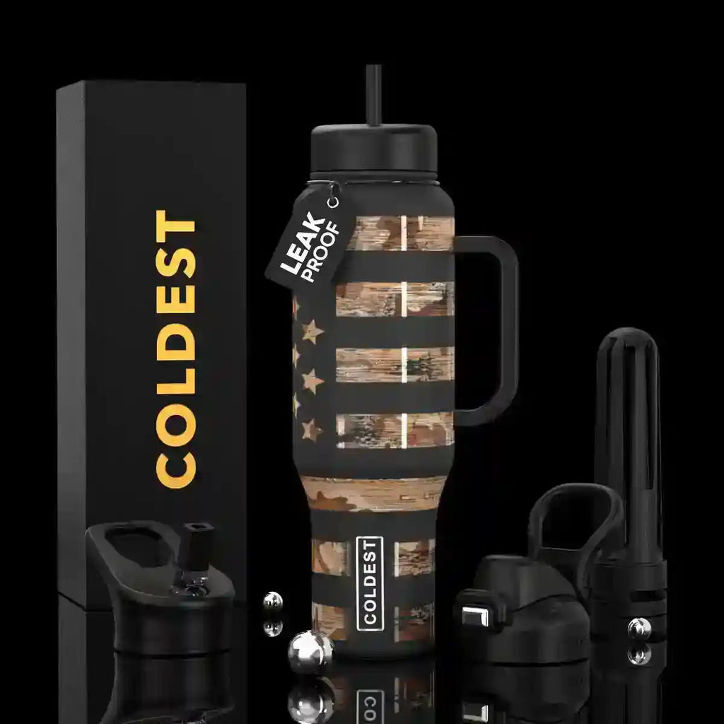 COLDEST 46oz Leakproof Insulated Tumbler with 3 Lids