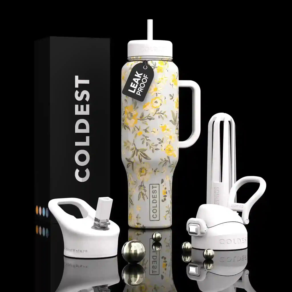 COLDEST 46oz Leakproof Insulated Tumbler with 3 Lids