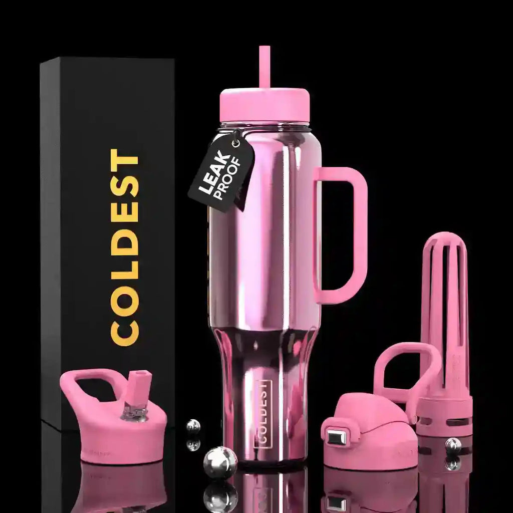 COLDEST 46oz Leakproof Insulated Tumbler with 3 Lids
