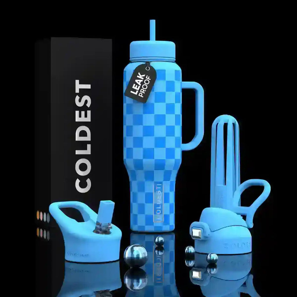 COLDEST 46oz Leakproof Insulated Tumbler with 3 Lids